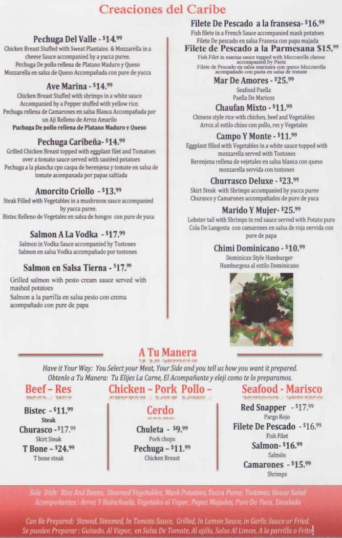 27++ Mi casa restaurant menu